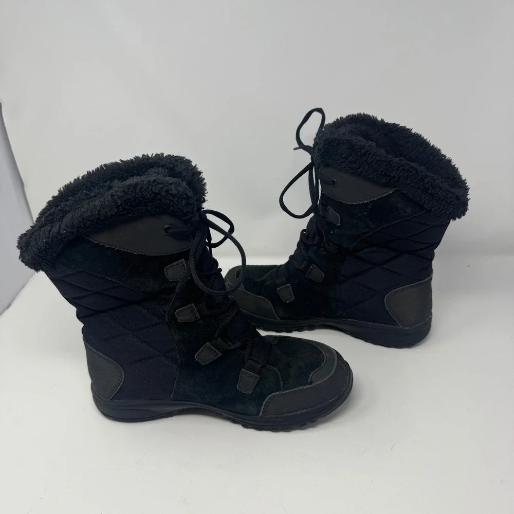 Columbia Minx Mid II Omni-Heat Black Waterproof Winter Boots Womens 8.5 YL5206
